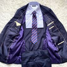 希少XL ポールスミスロンドン 【王者の風格】Paul Smith London セットアップ CERRUTI チェルッティ マルチストライプ ネイビー 極美品_画像2