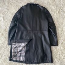 新品 超希少！ バーバリーブラックレーベル 【王者の風格】 BURBERRY BLACK LABEL レザーコート ラムレザー ノバチェック 黒 M相当_画像4