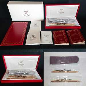 23 未使用 未開封 Cartier カルティエ must シャープペンシル ボールペン 2本セット ゴールド ケース・説明書付き 文房具 筆記具