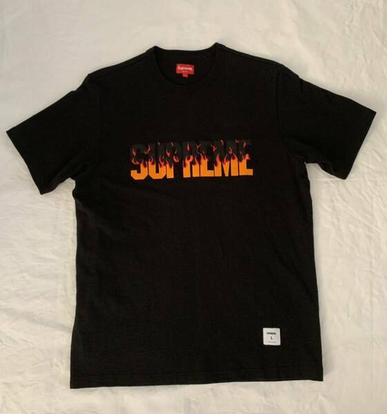 【送料無料】supreme flame tee BLACK flame s/s to 19AW シュプリーム　Tシャツ　サイズL