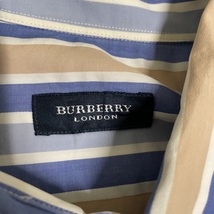 BURBERRY バーバリーロンドン 半袖シャツ ストライプ ボタンダウン マルチカラー ブルー_画像3