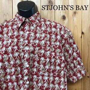 STJOHN'S BAY＊セントジョンズベイ アロハシャツ 半袖シャツ トップス 総柄 コットンシャツ リゾート アメカジ USA古着 メンズL