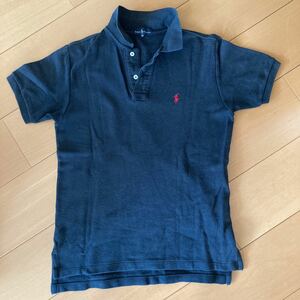 *RALPH LAUREN Ralph Lauren po knee embroidery polo-shirt M black black short sleeves lady's domestic regular goods *