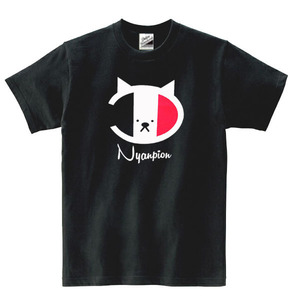 【SALEパロディ黒L】5ozニャンピオン猫Tシャツ面白いおもしろうけるネタプレゼント送料無料・新品1500円