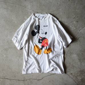 90s MICKEY MOUSE プリントTシャツ 表記L 白 Sherry 100％ COTTON / ビンテージ ミッキーマウス Disney 古着 USA