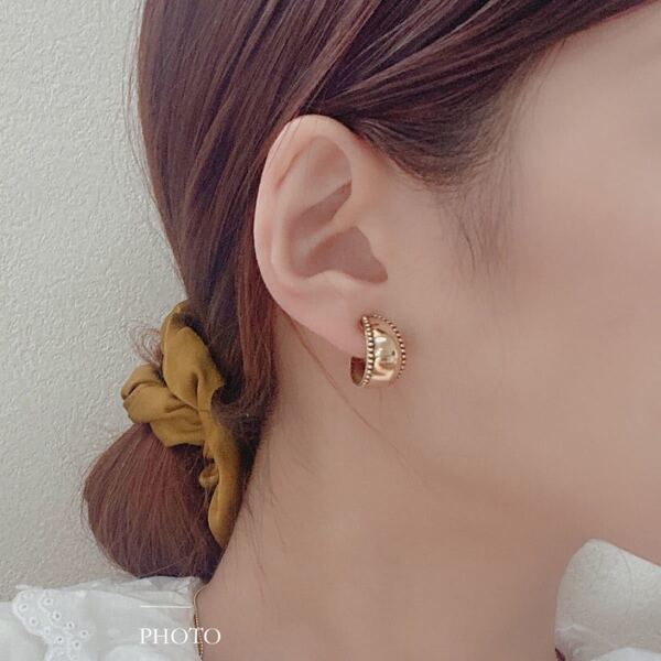 レトロ ピアス 韓国 ゴールド 大人可愛い