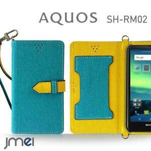 AQUOS SH-RM02 SH-M02 ケースレザー手帳型ケース (ブルー)ベスタ カード収納付 シャープ 楽天モバイル shrm02 ストラップ付