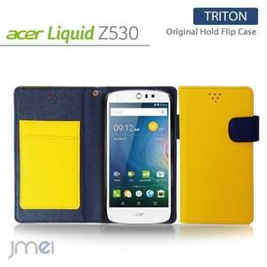 acer Liquid Z530ケース マグネットバンド カード収納付 手帳型カバー 閉じたまま通話可 スマホケース 折りたたみ イエロー 53