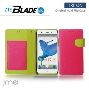 ZTE Blade V6ケース マグネットバンド カード収納付 手帳型カバー 閉じたまま通話可 スマホケース 折りたたみ ホットピンク 53