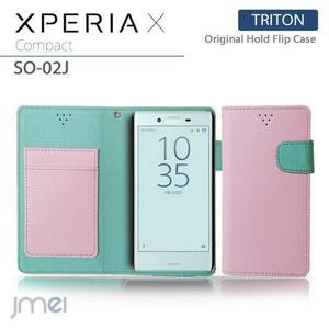 XPERIA X Compact SO-02Jケースマグネットバンド カード収納付 手帳型カバー 閉じたまま通話可 スマホケース 折りたたみ ライトピンク 53