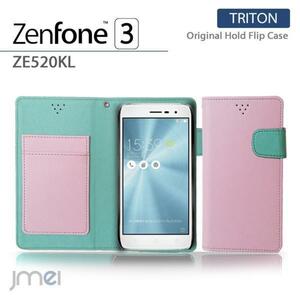 ZenFone3 ZE520KL 手帳 カバーケースマグネットバンド カード収納付 手帳型カバー 閉じたまま通話可 スマホケース 折りたたみ Rピンク 53