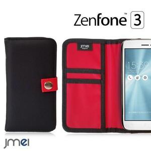 ZenFone3 ZE520KL カバー MA-1 モチーフ カード収納付 回転スライド式 カメラ傷防止 手帳型ケース ブラック 003