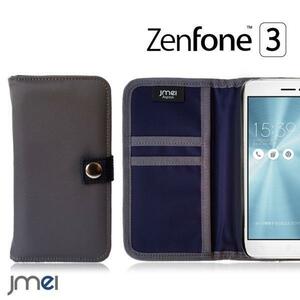 ZenFone3 ZE520KL カバー MA-1 モチーフ カード収納付 回転スライド式 カメラ傷防止 手帳型ケース グレー 003