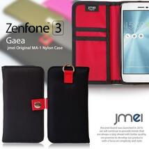 ZenFone3 ZE520KL カバー MA-1 モチーフ カード収納付 回転スライド式 カメラ傷防止 手帳型ケース&ロングストラップ付 グレー 003_画像2