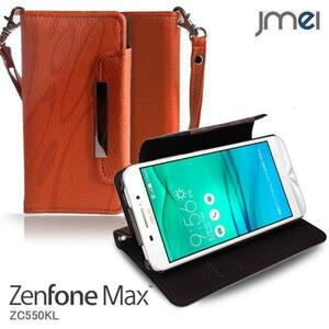 Zenfone Max ZC550KL ケース 手帳型ケース オレンジ(柄) ゼンフォン マックス zc550kl カード収納付 スマホカバー simフリー