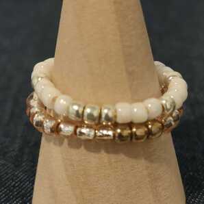 【No.137】Chami指輪 リング ホワイト・シルバー ピンク・古美金 2本セット