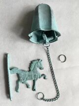 Ж未使用 ドアチャイム/ベル　VERDIGRIS BRASS HORSE WINDCHIME　緑青真鍮　馬　保管品_画像2