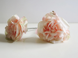  замечательный искусственный цветок * цветок диаметр 11cm rose крем розовый ( стебель длина 12cm) 2 шт 