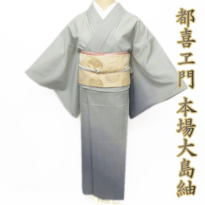 充実の品 本場奄美大島紬着物 長羽織セット 泥染め 長襦袢付き 約167cm