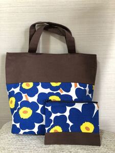ハンドメイド トートバッグ ポーチ付き 北欧 花柄