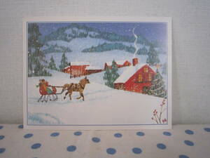 ◎*。ヴィンテージ グリーティングカード クリスマス ソリー 馬 家 ツリー 雪の景色 No.648(検:アンティーク。*, 印刷物, 絵はがき、ポストカード, その他