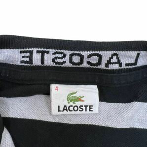 b239 日本製 LACOSTE ラコステ トップス 半袖 半袖シャツ ポロシャツ ブラック系 ストライプ柄 サイズ4の画像9