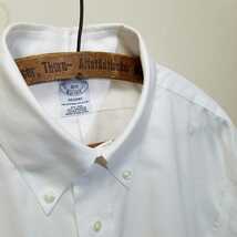 《アメリカ製 / スーピマコットン》極美品 ブルックスブラザーズ 白オックスフォード 半袖 ポロカラーシャツ 16 1/2 ボタンダウンシャツ_画像1