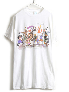 90s ■ ワーナー ルーニー テューンズ プリント 半袖 Tシャツ ( メンズ レディース M ) 古着 90年代 オールド キャラクター プリントT 白