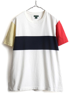 復刻 旧タグ ■ JCREW ALWAYS マルチカラー 切替 半袖 Tシャツ ( メンズ L )古着 Jクルー ジェイクルー 半袖Tシャツ コットン クルーネック