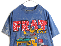 80s USA製 ビンテージ ■ キャラクター プリント 半袖 Tシャツ ( メンズ L ) 古着 80年代 プリントT キャラT タイダイ 半袖Tシャツ ブルー_画像2