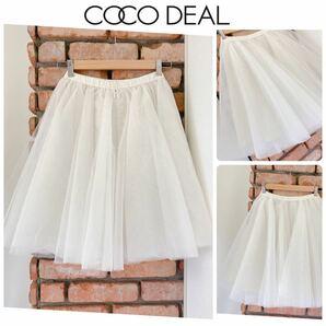 1回　COCO DEAL　ココディール　スカート　フレア　チュール　ホワイト　白
