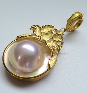 mabe pearl pearl diamond 0.03ct K18 pendant top charm 11.8g