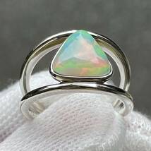 【1円〜】SILVER925 1.89ct 天然 オパール リング SV925 刻印 12号 遊色 トリリアント エチオピア産 opal ring_画像5