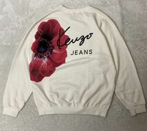 美品 北斎タグ！！ケンゾー【KENZO JEANS】ハイビスカス BIGプリント スウェット/トレーナー ホワイト FREE 90s アーカイブ E061_画像1