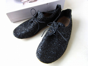 [ free shipping ]Annielani L ballet shoes lame black [38/24.5cm]g Ritter flat shoes lady's shoes Italy made PV-34-9210