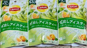 リプトン 紅茶 水出しアイスティー グリーンティー ピーチ&オレンジ 12袋×3