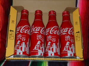 『送料無料』 ◆コカコーラ Coca-Cola ◆東京限定デザイン 渋谷ハチ公 SHIBUYA109 スリムボトル缶 ４本 中身入り　未開栓