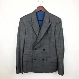 大きいサイズ 松屋 MATSUYA Loro Piana ロロピアーナ メンズ スーツ ジャケット 高級生地 チェック 柄 グレー Lサイズ 相当 テーラード