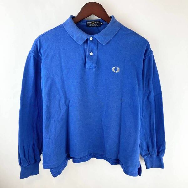 FRED PERRY フレッドペリー メンズ 男性 長袖 ポロシャツ トップス ブルー コットン ロゴ 刺繍 ブルー 青色 Mサイズ golf ゴルフ スポーツ