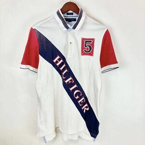 Tommy Hilfiger トミーヒルフィガー 半袖 メンズ 男性 ポロシャツ トップス ホワイト 白色 Mサイズ golf ゴルフ スポーツ アメカジ 古着