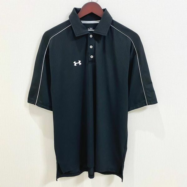 吸水速乾 UNDER ARMOUR アンダーアーマー メンズ 半袖 ポロシャツ 黒 ブラック SM Sサイズ 相当 ゴルフ golf スポーツ ウェア 機能素材