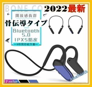 骨伝導 ワイヤレスイヤホン Bluetooth 5.0 耳掛け ノイズ高音質 iPhone Android ノイズキャンセリング Bluetoothイヤホン 耳掛け ブルー