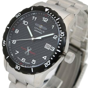 ツェッペリン ZEPPELIN 腕時計 72662 SET メンズ 自動巻き 替えベルト付きセット ブラック シルバー レッド