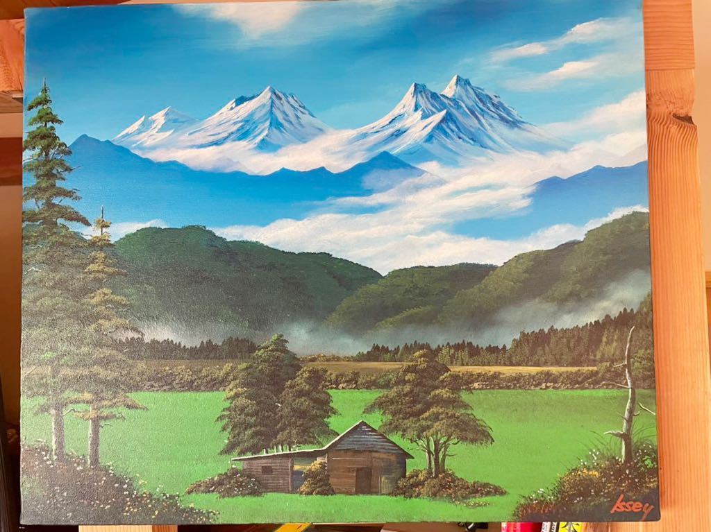 Paisible Shinshu Shinsaku Relaxing Shinshu Paysage Taille F20 (727 x 606 mm) Toile acrylique avec cadre en bois Peinture de paysage fantastique Peinture de montagne de paysage, peinture, peinture à l'huile, Nature, Peinture de paysage