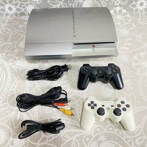 k 送料無料 PS3 40GB CECHH00 FW:4.80 SONY プレステ3 初期型 本体 シルバー コントローラ ×2 DUALSHOCK プレイステーション PlayStation