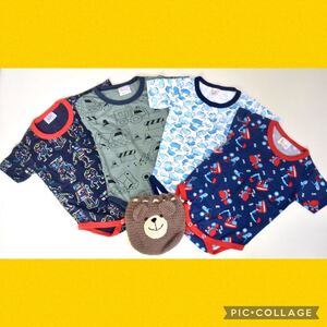夏服半袖ロンパース 男の子 海外 おしゃれ ベビー服 赤ちゃん 工事車両 子供服 ショベルカー トラック 韓国子供服 80
