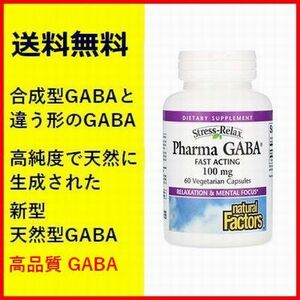 天然型 高級 GABA ストレスリラックスファーマ GABA サプリメント 健康食品 60ベジカプセル 1カプセル100mg ガンマー アミノ酪酸