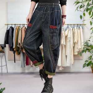デニムパンツ デニム サルエルパンツ パンツ ボトムス ワイドデニム ジーンズ デニムワイドパンツ