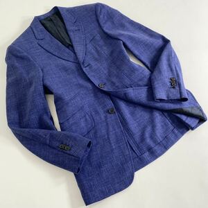Ae21《美品》イタリア製 ARNYS アルニス テーラードジャケット サマージャケット リネン混 46 Mサイズ相当 ネイビー メンズ 紳士服