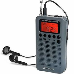 ZHIWHIS ポケットラジオ FM/AM ワイドfm対応 デジタル 小型ポータブル防災携帯 クロックラジオ 電池式 タイマー機能 チャンネル記録